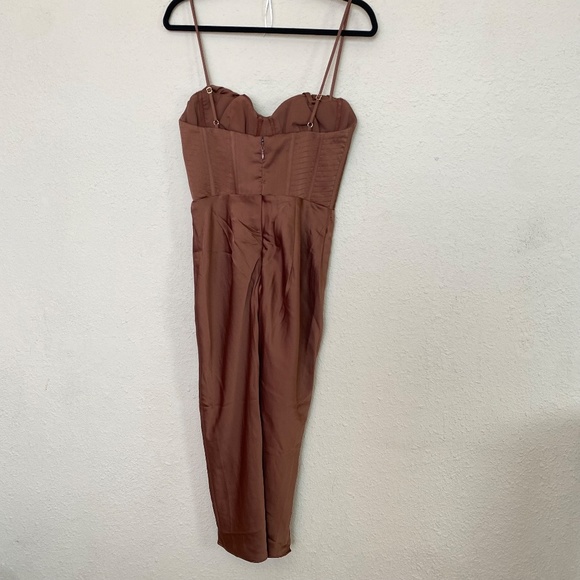 HOUSE OF CB S D-DD 'Myrna' Chocolate Satin Corset‎ Slip Dress NWOT - Picture 9 of 12